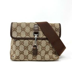 Gucci Jackie GG Logo Monogram Belt Bum Waist Bag Crossbody Purse Brown Canvas